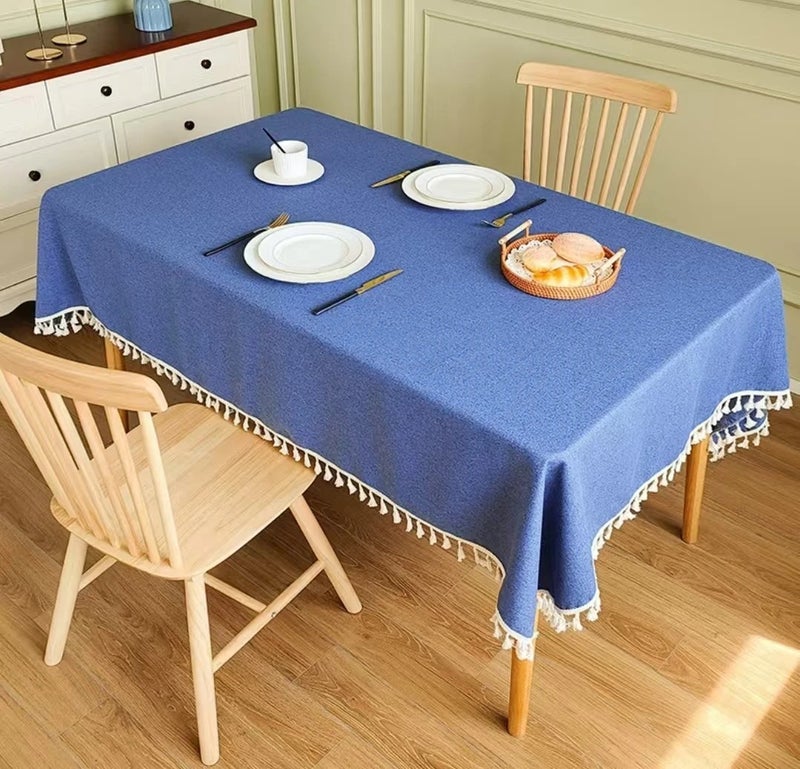 Bluejw Cotton Tablecloth Waterproof Wear-Resistant New Chinese Tassel Plain Color Simple Tablecloth - Image 4